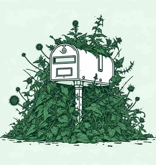 Remise à neuf de jardin Boîte aux lettres ensevelie de végétation